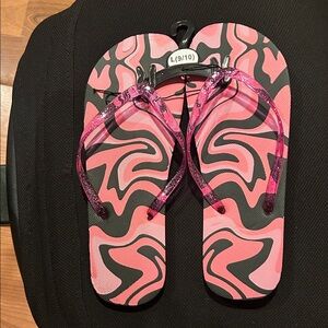 Pink and Black Swirl Flip Flops